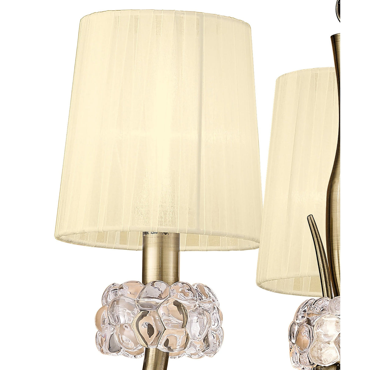 Loewe 50cm 3 Light Chandelier - Antique Brass With Cream Shades