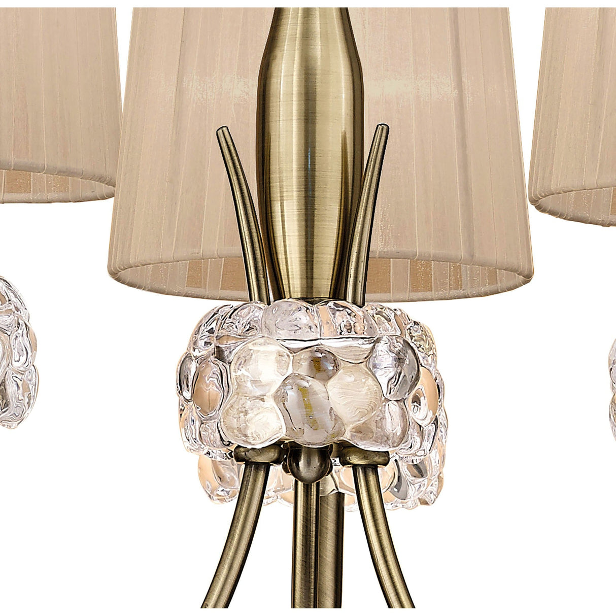 Loewe 50cm 3 Light Chandelier - Antique Brass With Bronze Shades