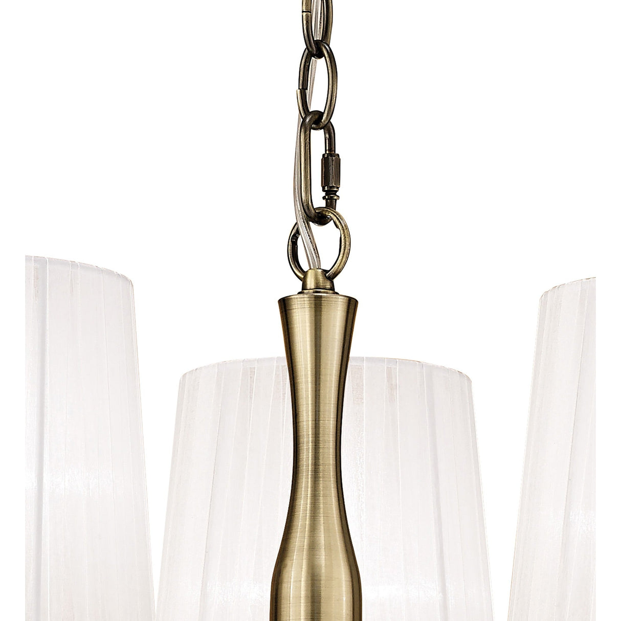 Loewe 50cm 3 Light Chandelier - Antique Brass With White Shades