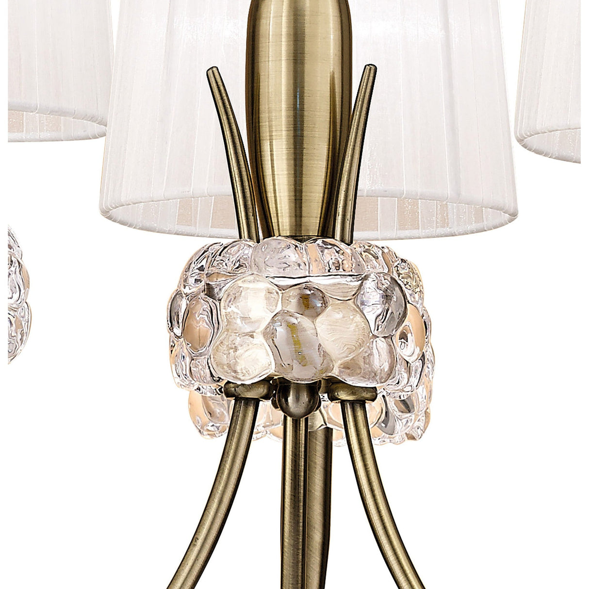 Loewe 50cm 3 Light Chandelier - Antique Brass With White Shades