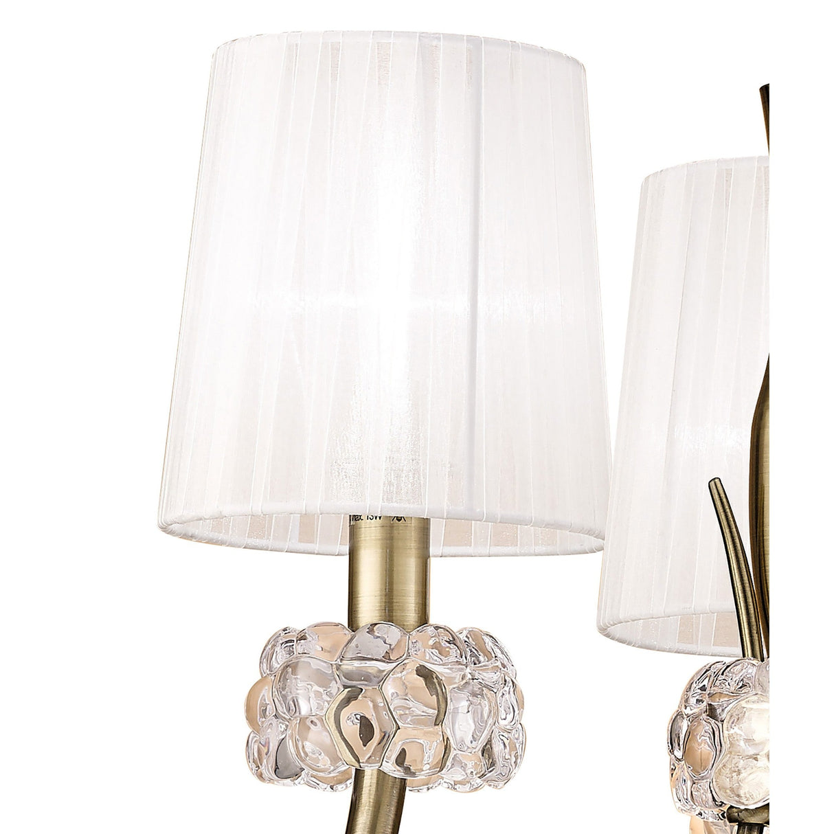 Loewe 50cm 3 Light Chandelier - Antique Brass With White Shades