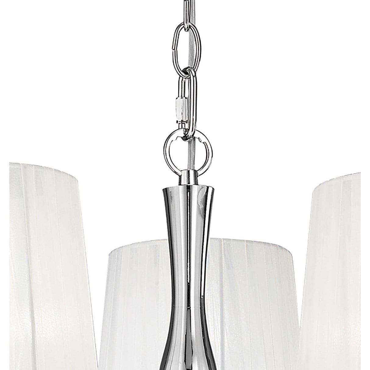 Loewe 3 Light Chandelier - Polished Chrome With White Shades