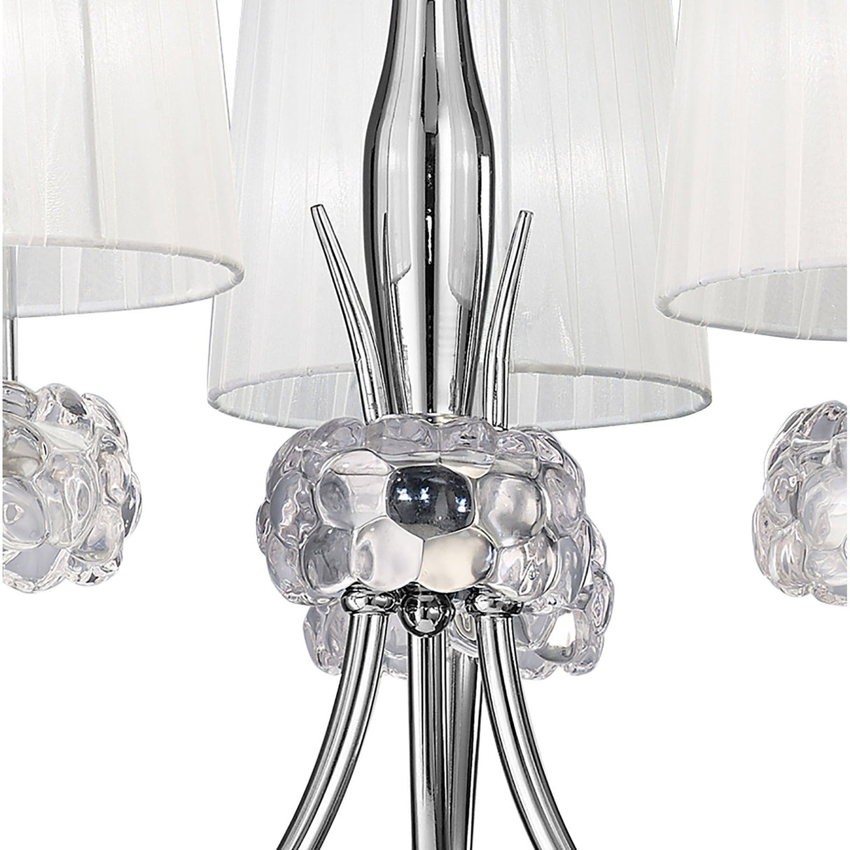 Loewe 3 Light Chandelier - Polished Chrome With White Shades