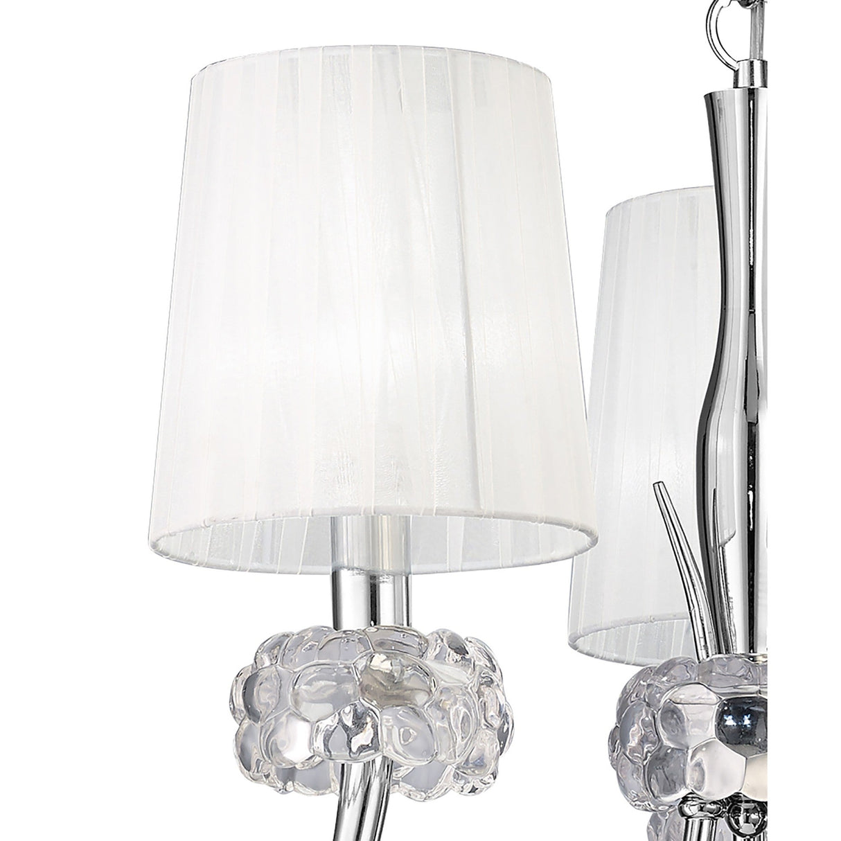 Loewe 3 Light Chandelier - Polished Chrome With White Shades