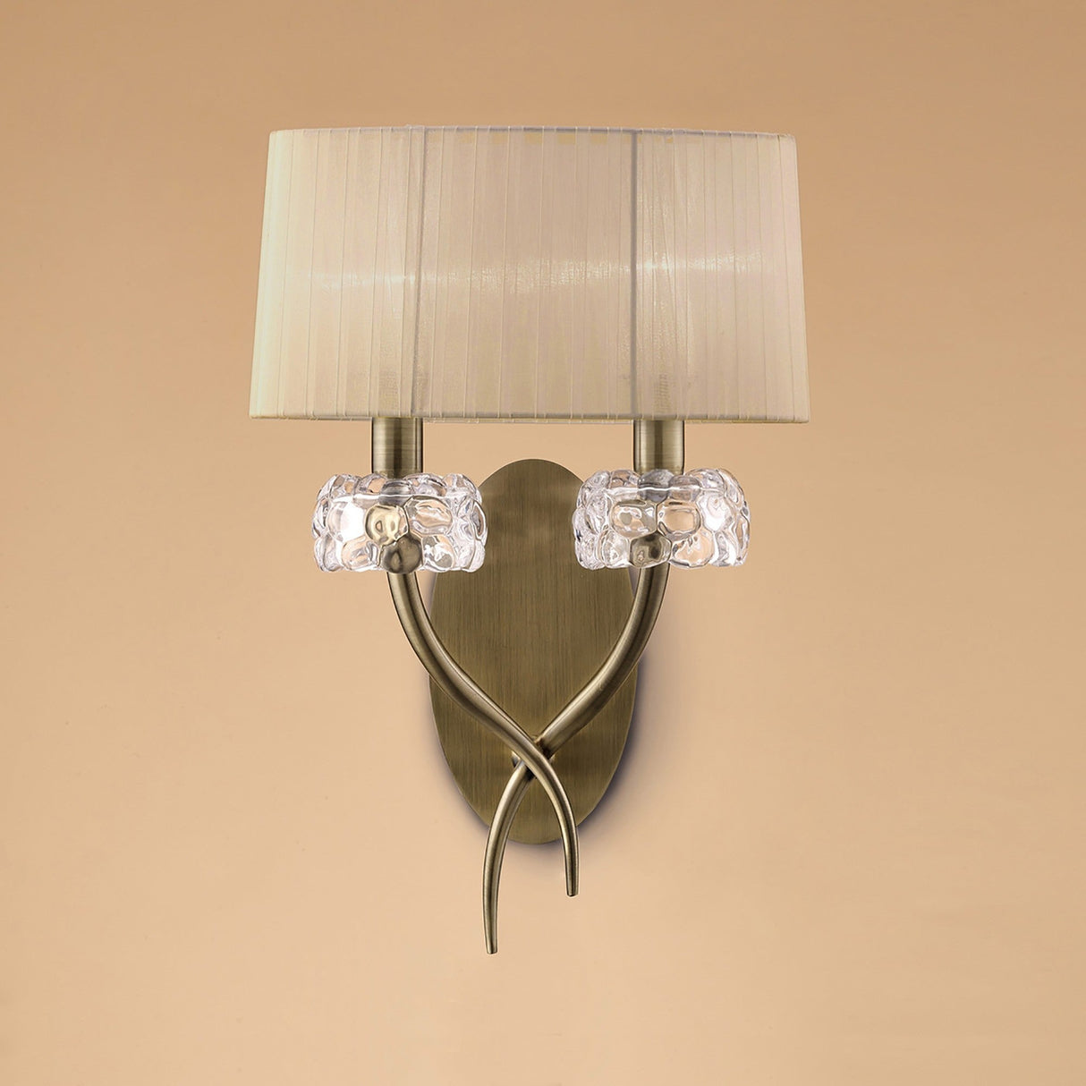 Loewe 2 Light Wall Light With Switch - Brass With Soft Bronze Shade