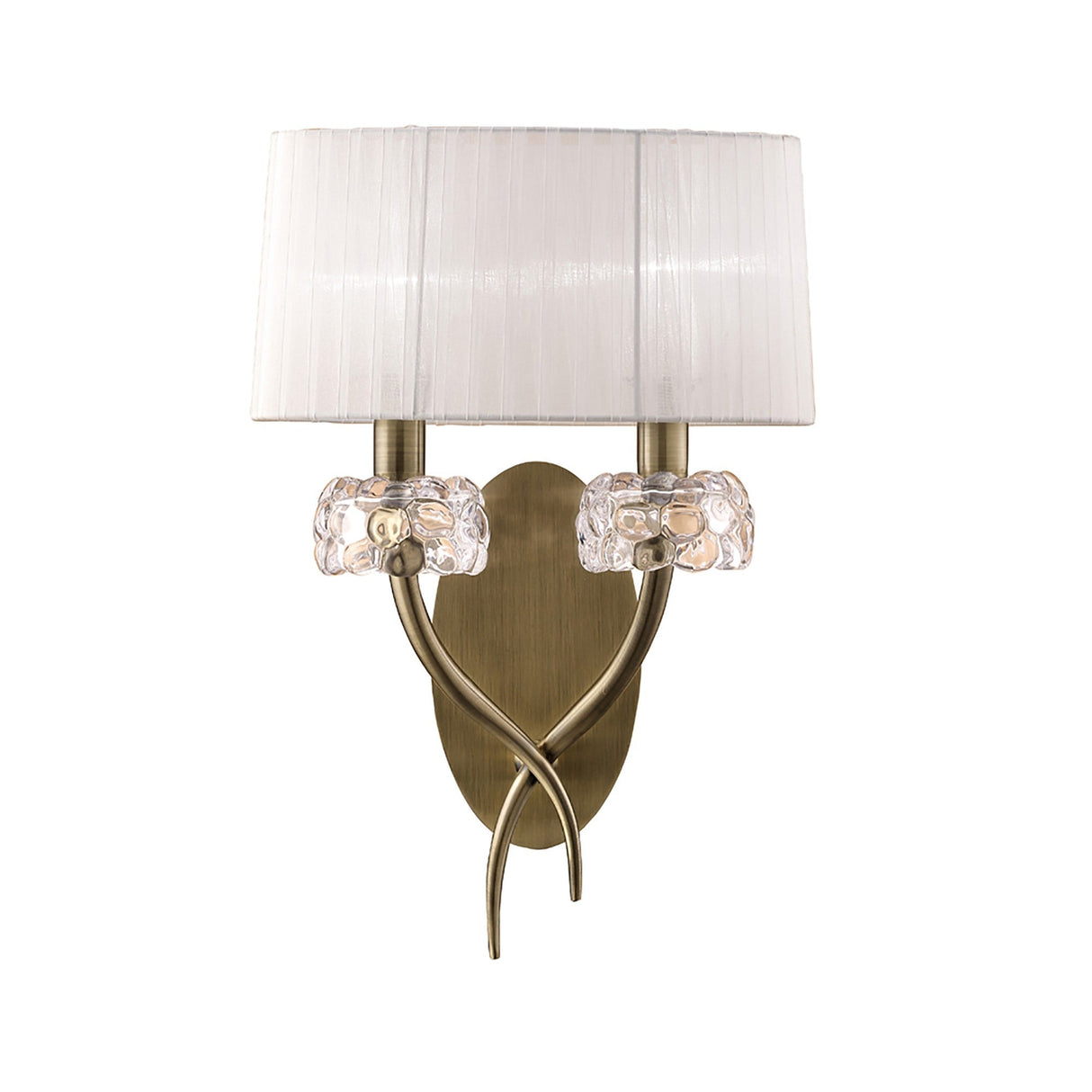 Loewe 2 Light Wall Light - Brass With White Shade