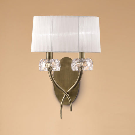 Loewe 2 Light Wall Light - Brass With White Shade