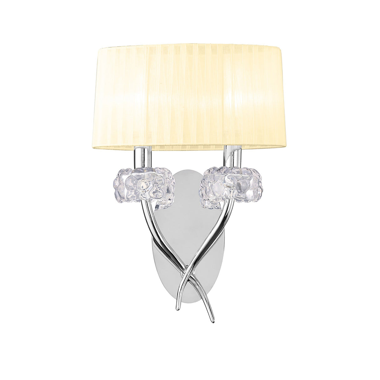 Loewe 2 Light Wall Light With Switch - Chrome With Cream Shade