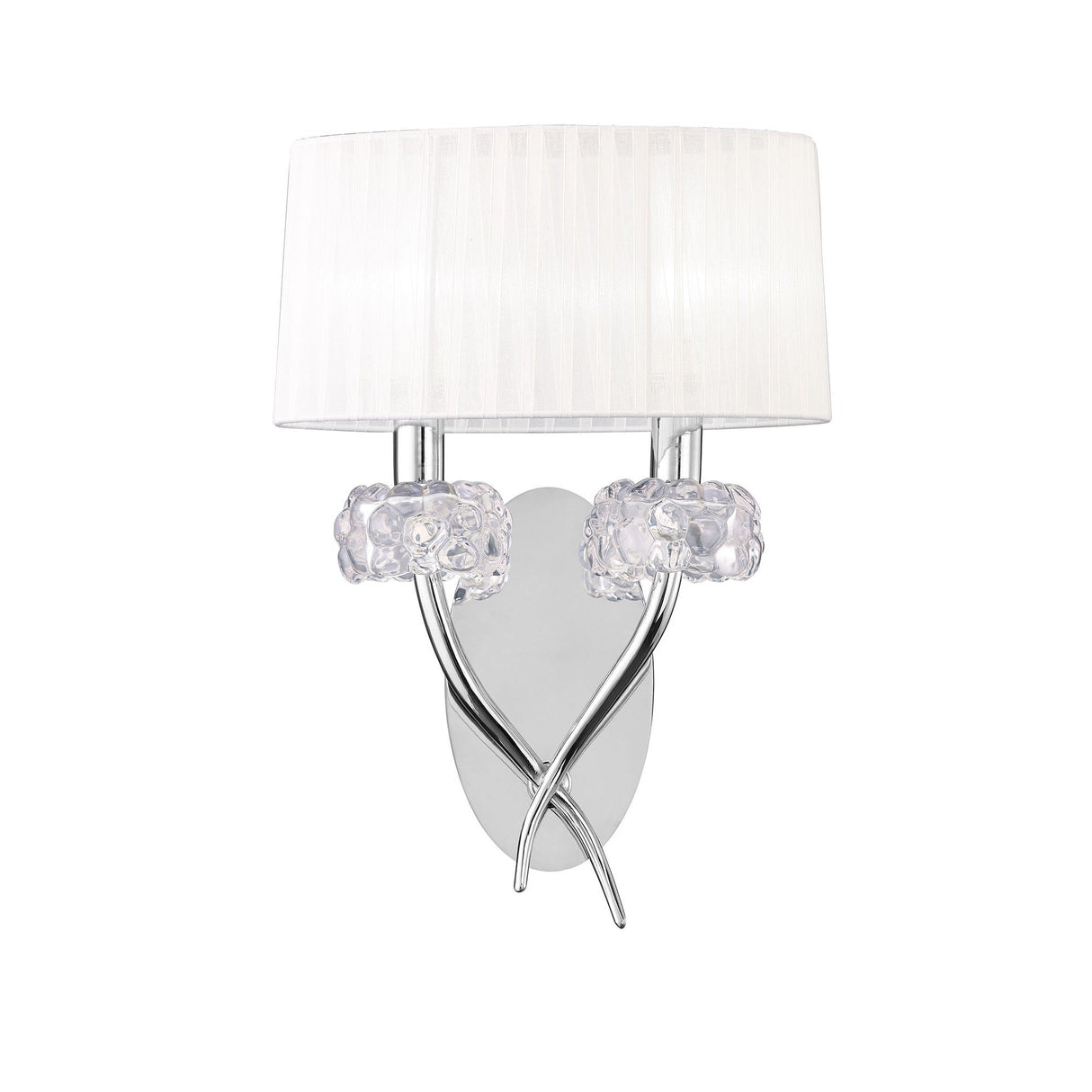 Loewe 2 Light Wall Light With Switch - Chrome With White Shade
