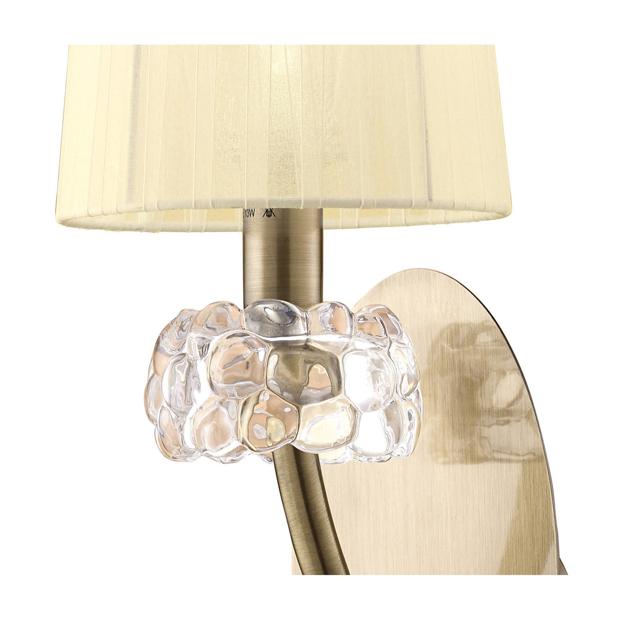 Loewe 1 Light Wall Light With Switch - Brass With Cream Shade