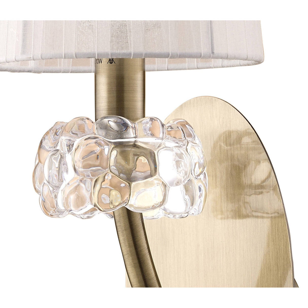 Loewe 1 Light Wall Light With Switch - Brass With White Shade