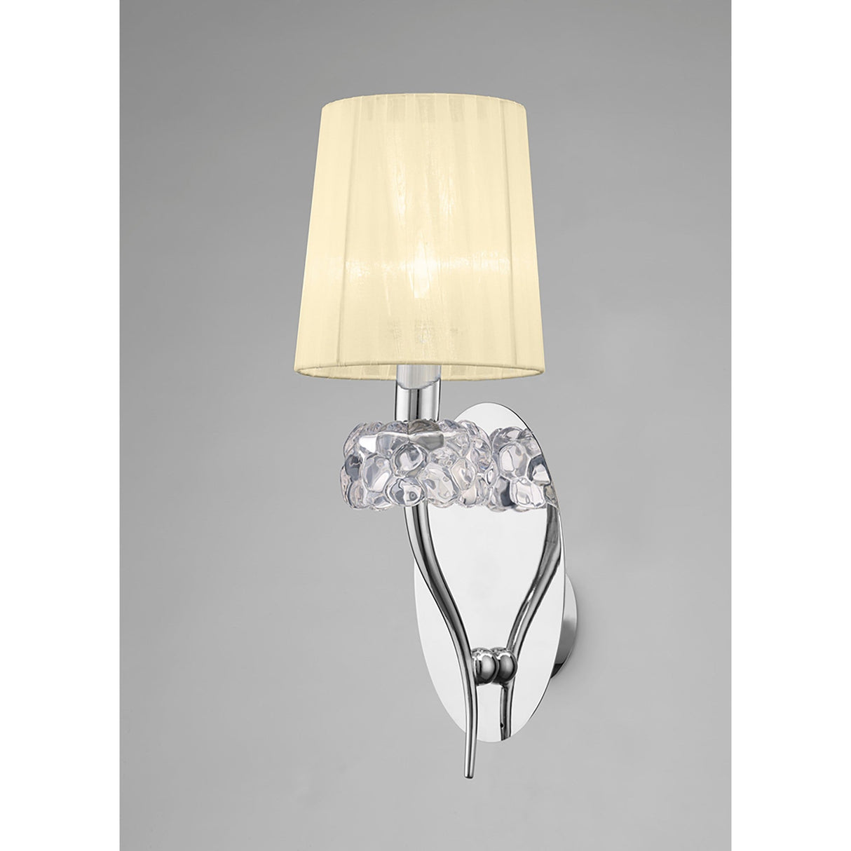 Loewe 1 Light Wall Light With Switch - Chrome With Cream Shade