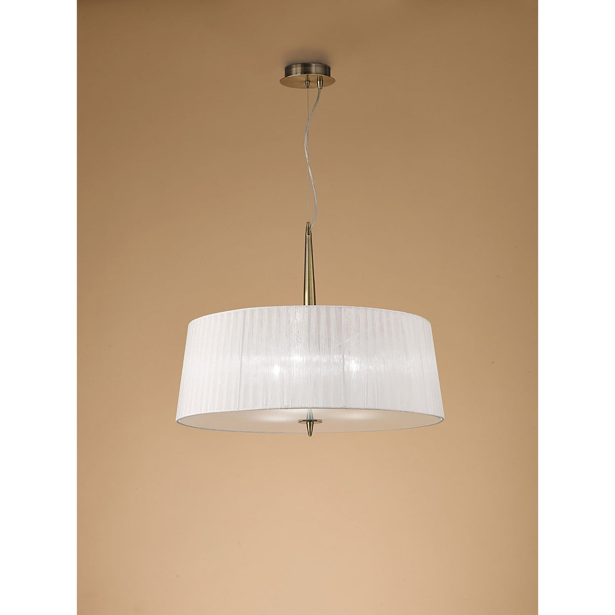 Loewe 3 Light Pendant Light – Antique Brass With White Shade