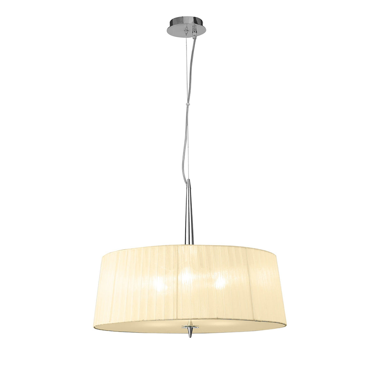 Loewe 3 Light Pendant Light – Polished Chrome With Cream Shade