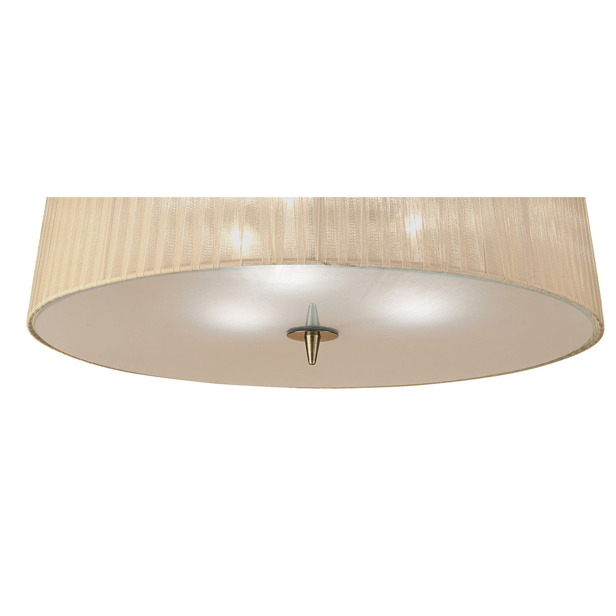 Loewe 3 Light Flush Ceiling Light - Antique Brass With Soft Bronze Shade
