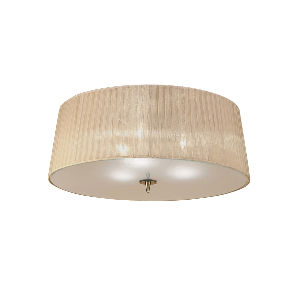 Loewe 3 Light Flush Ceiling Light - Antique Brass With Soft Bronze Shade