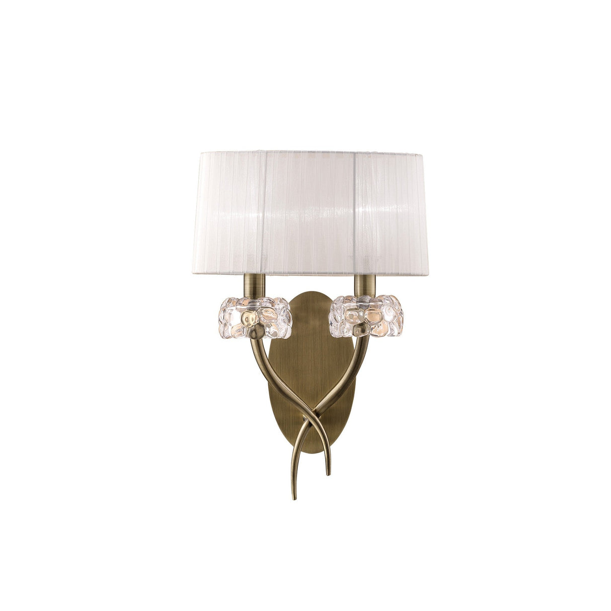 Loewe 2 Light Wall Light - Brass With White Shade