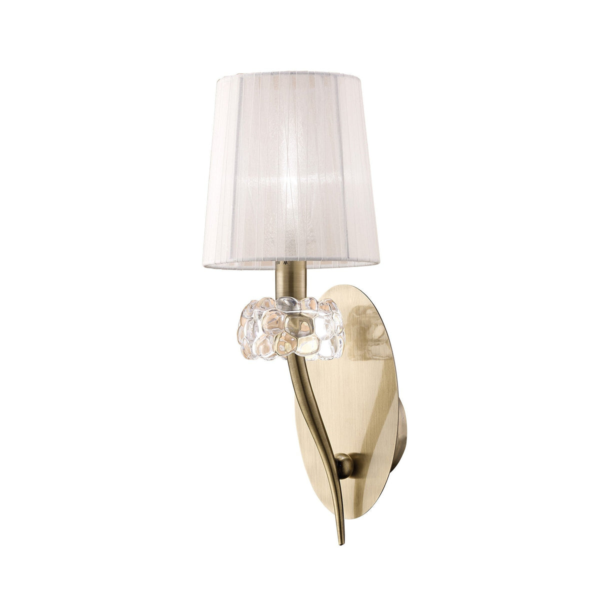 Loewe 1 Light Wall Light - Brass With White Shade