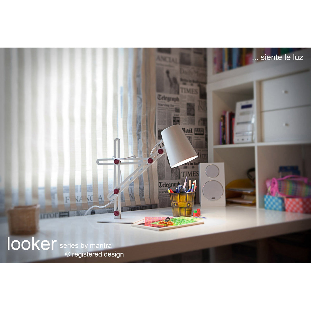 Looker 1 Light Table Lamp - Matt White/Purple