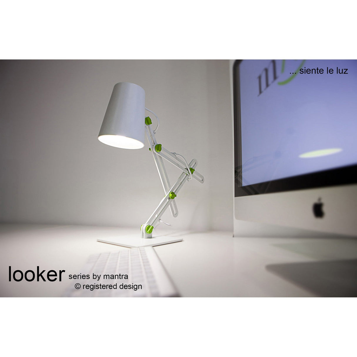Looker 1 Light Table Lamp - Matt White/Green