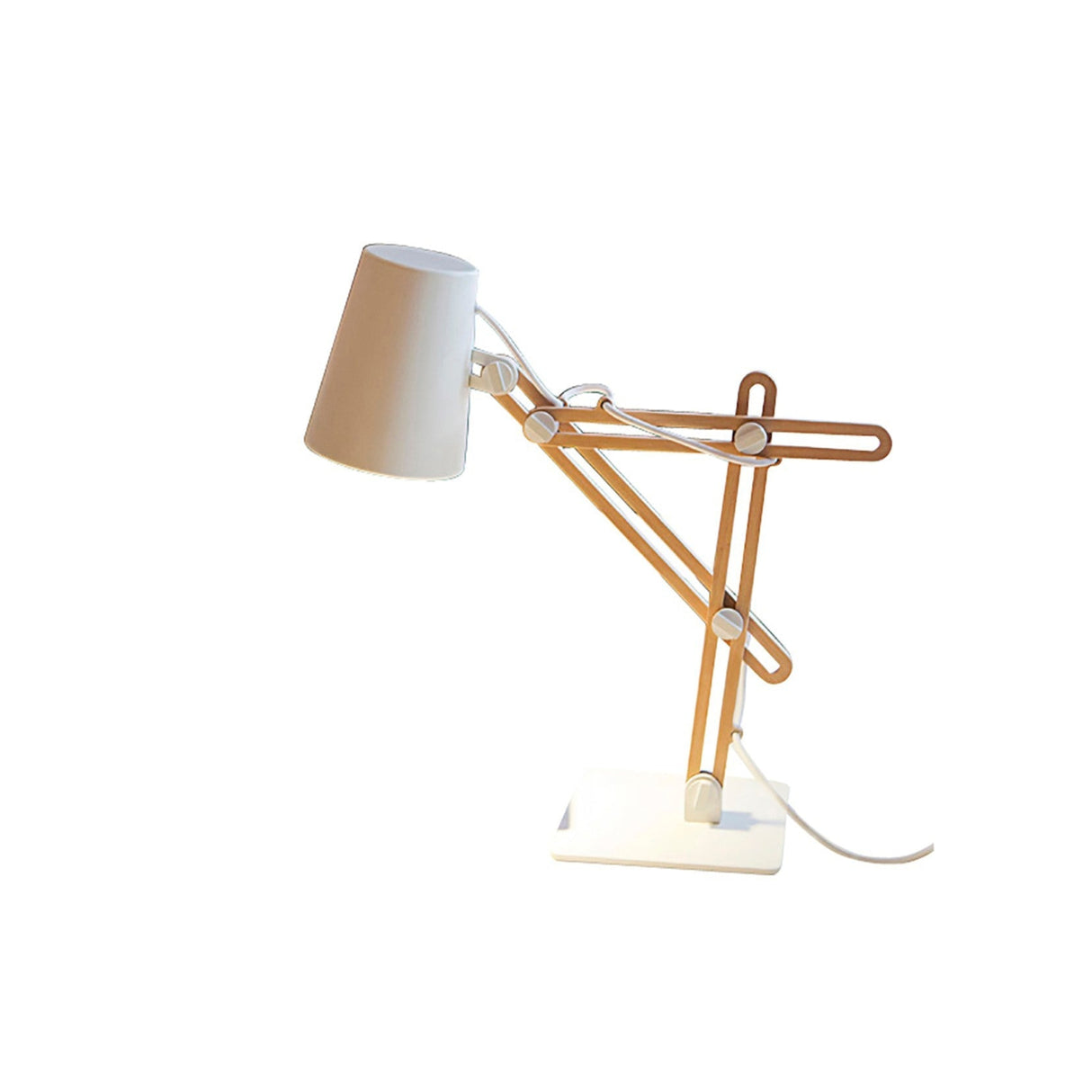 Looker 1 Light Table Lamp - Matt White/Beech
