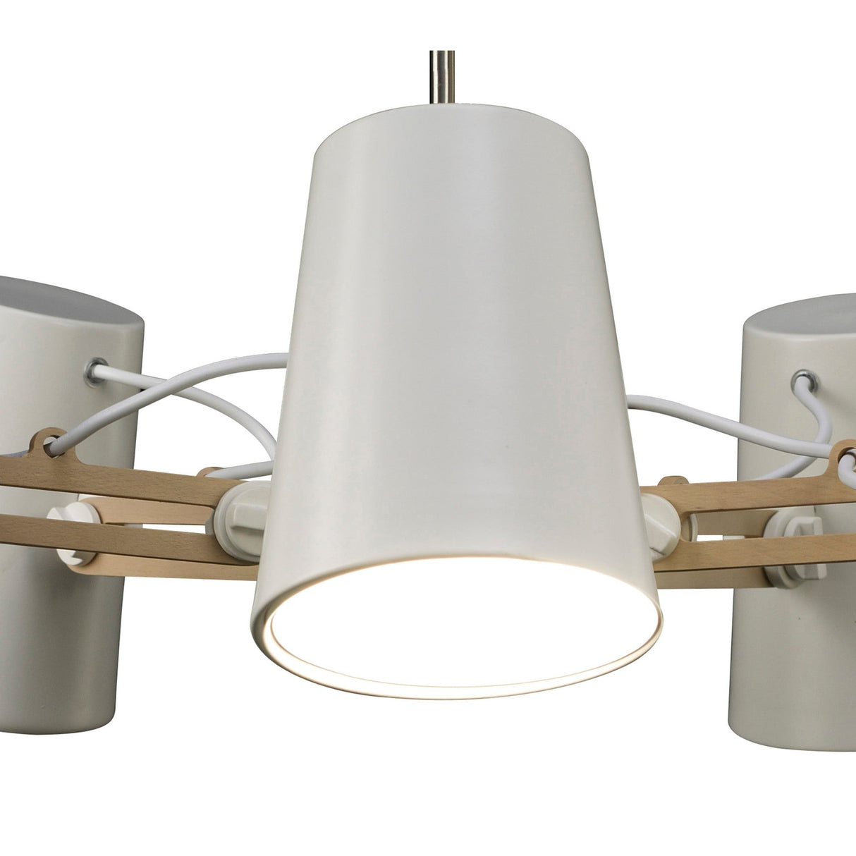 Looker 78cm 5 Light Chandelier - Matt White & Beech
