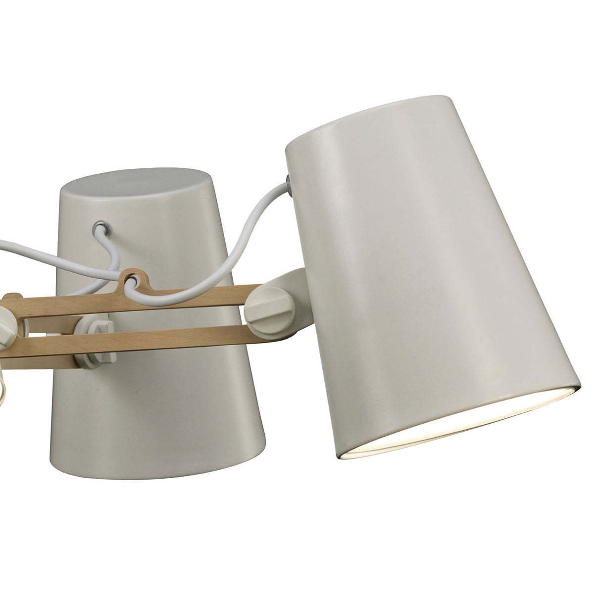 Looker 78cm 5 Light Chandelier - Matt White & Beech