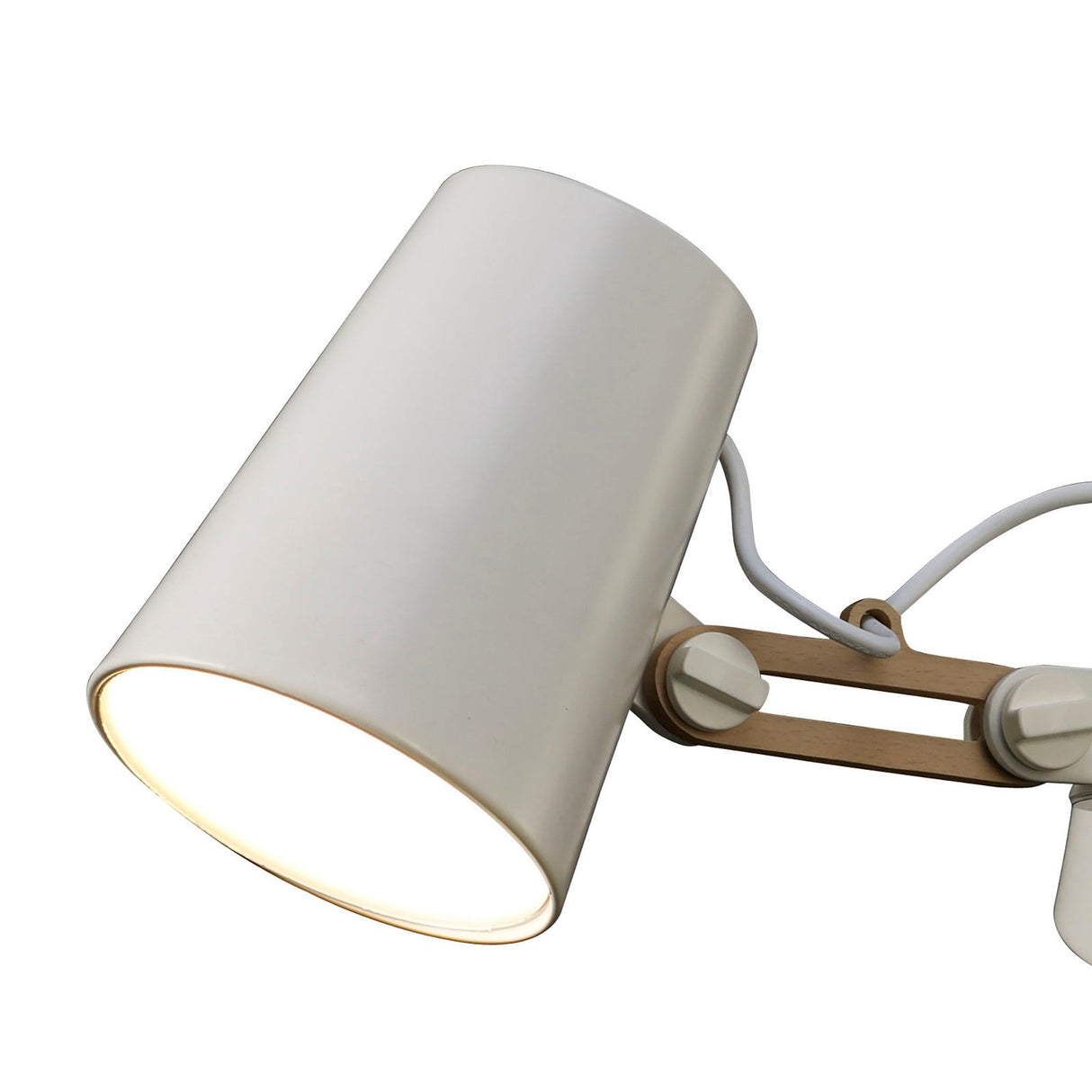 Looker 66cm 3 Light Chandelier - Matt White & Beech