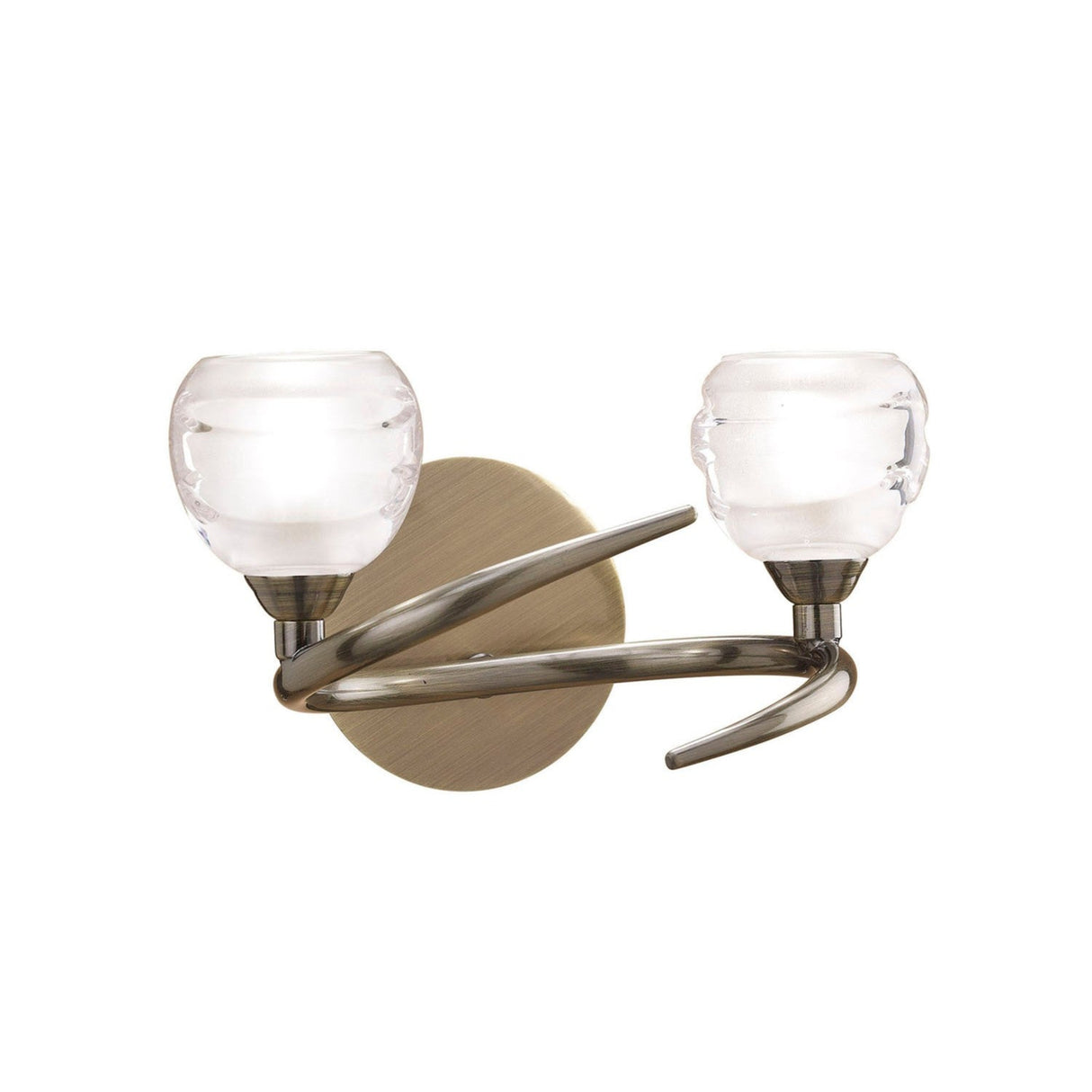 Loop 2 Light Wall Light With Switch - Antique Brass