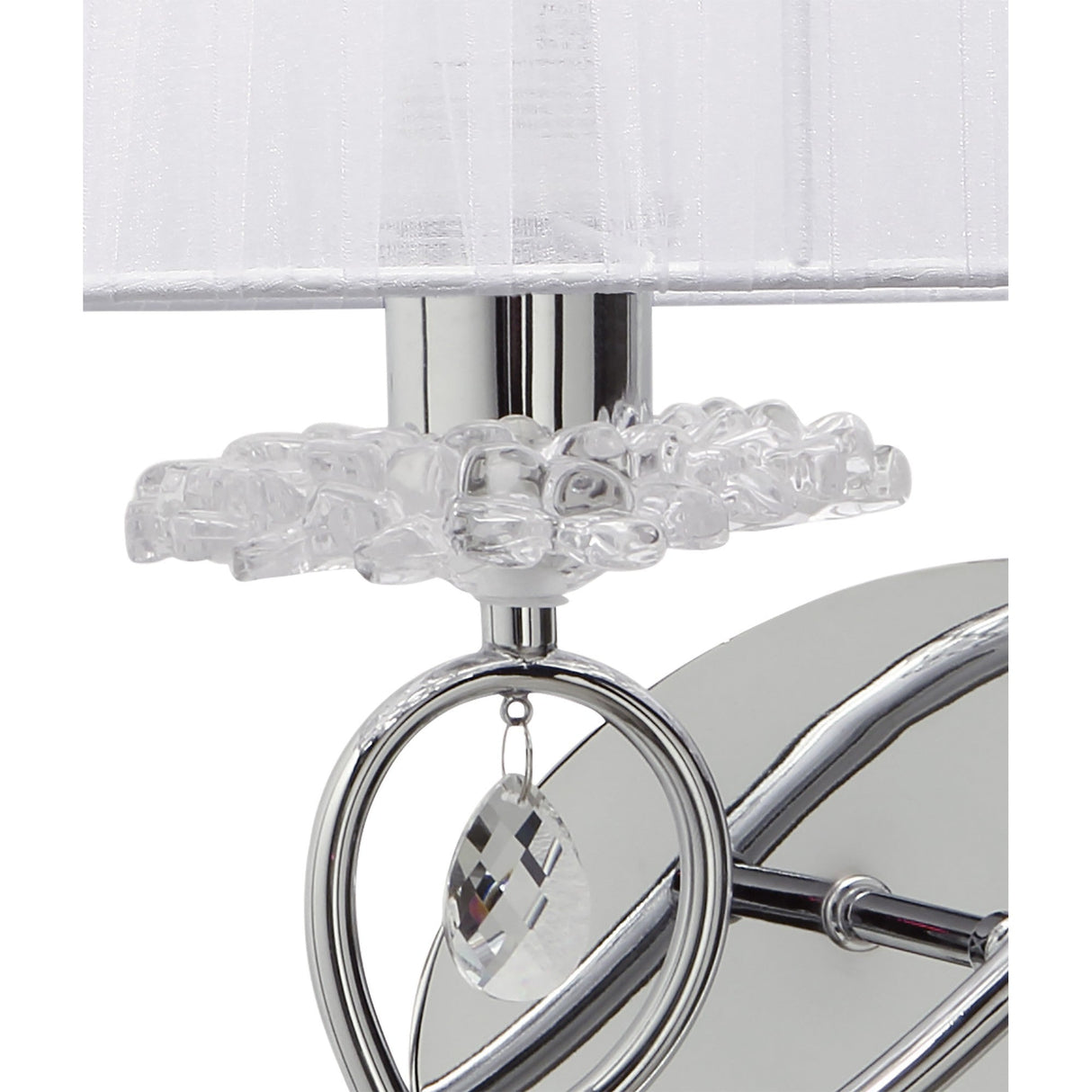 Louise Right 2 Light Crystal Wall Light - Chrome With White Shade