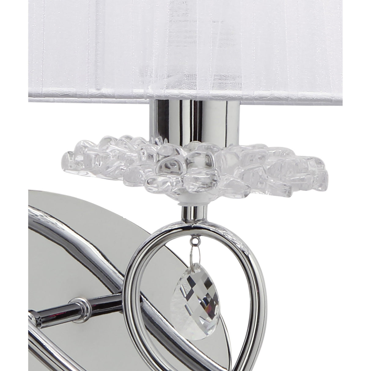 Louise Left 2 Light Crystal Wall Light - Chrome With White Shade