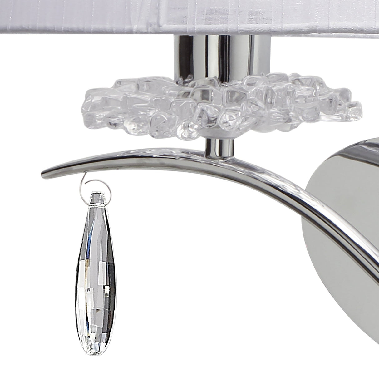 Louise Left 2 Light Crystal Wall Light - Chrome With White Shade