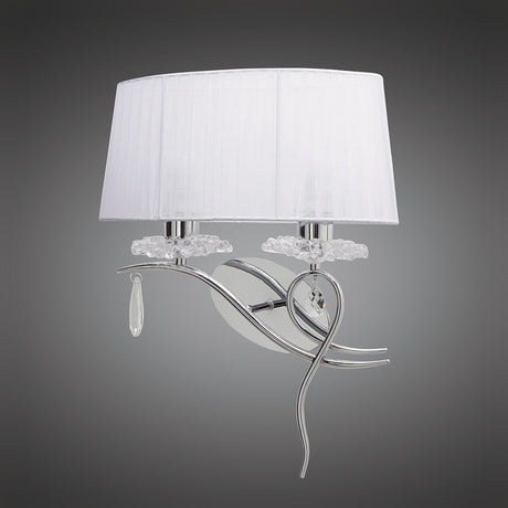 Louise Left 2 Light Crystal Wall Light - Chrome With White Shade