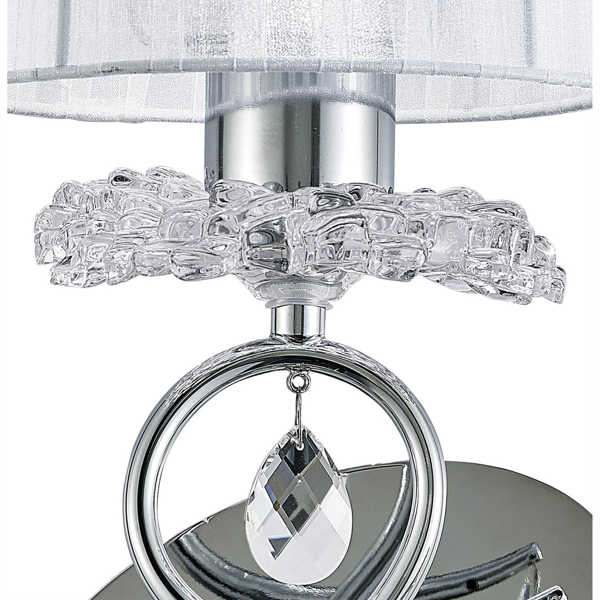 Louise 1 Light Crystal Wall Light - Chrome With White Shade