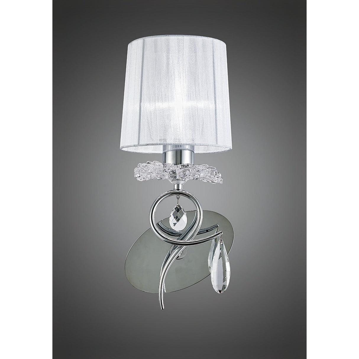 Louise 1 Light Crystal Wall Light - Chrome With White Shade