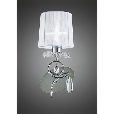 Louise 1 Light Crystal Wall Light -  Chrome With White Shade