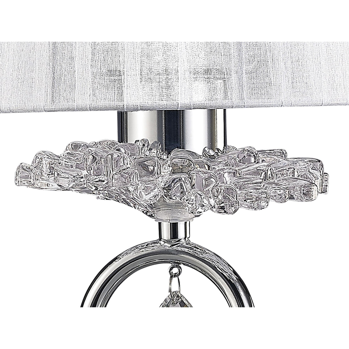 Louise 1 Light Crystal Table Lamp - Chrome With White Shade