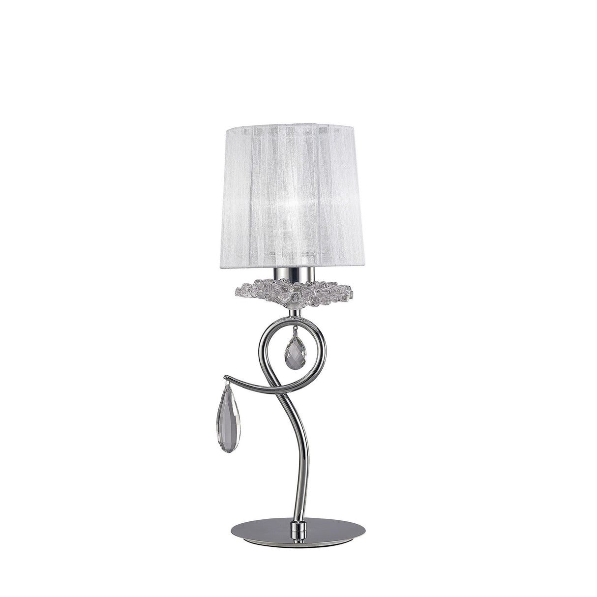 Louise 1 Light Crystal Table Lamp - Chrome With White Shade
