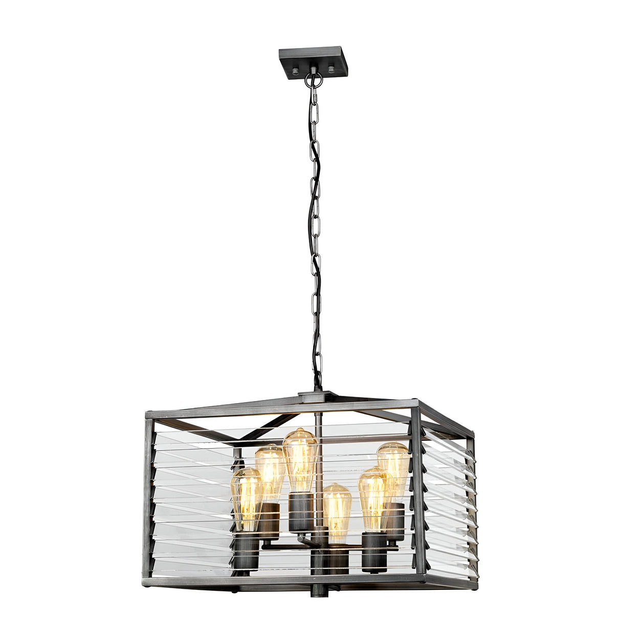 Louvre 6 Light Pendant - Painted Gunmetal