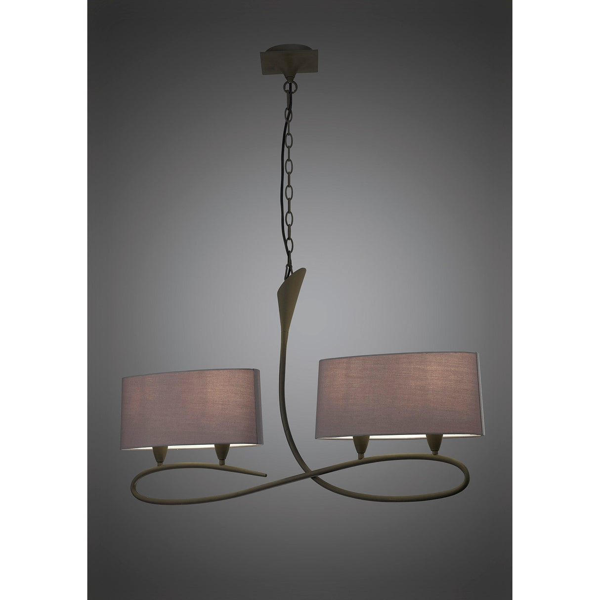 Lua Linear 2 Arm 4 Light Chandelier - Ash Grey With Ash Grey Shades