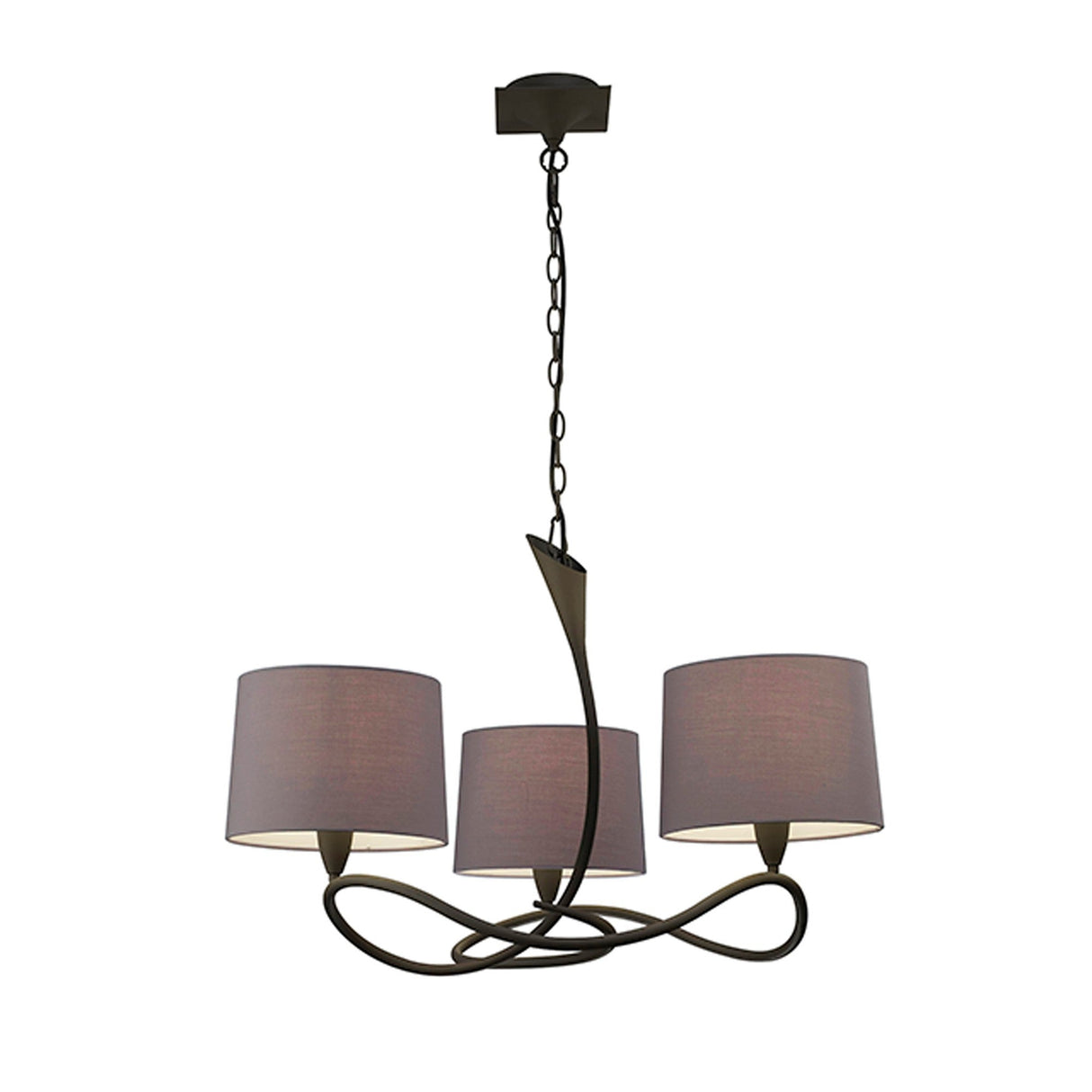 Lua 3 Arm 3 Light Chandelier - Ash Grey With Ash Grey Shades