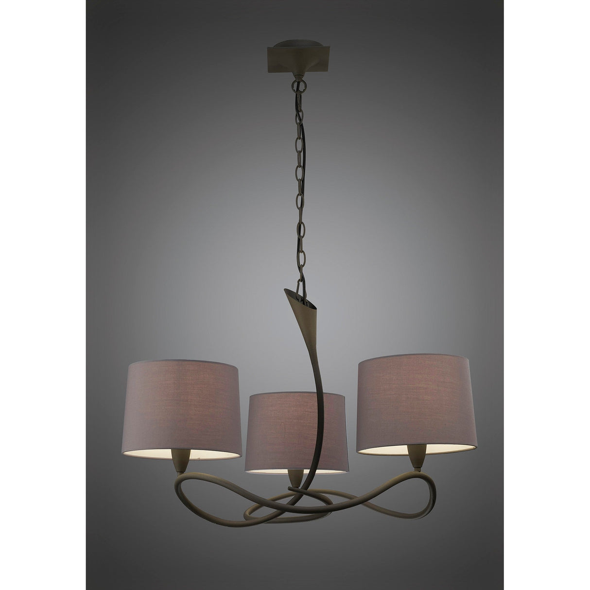 Lua 3 Arm 3 Light Chandelier - Ash Grey With Ash Grey Shades