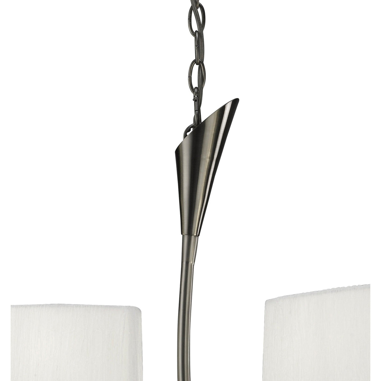 Lua Linear 2 Arm 4 Light Chandelier - Satin Nickel With White Shades