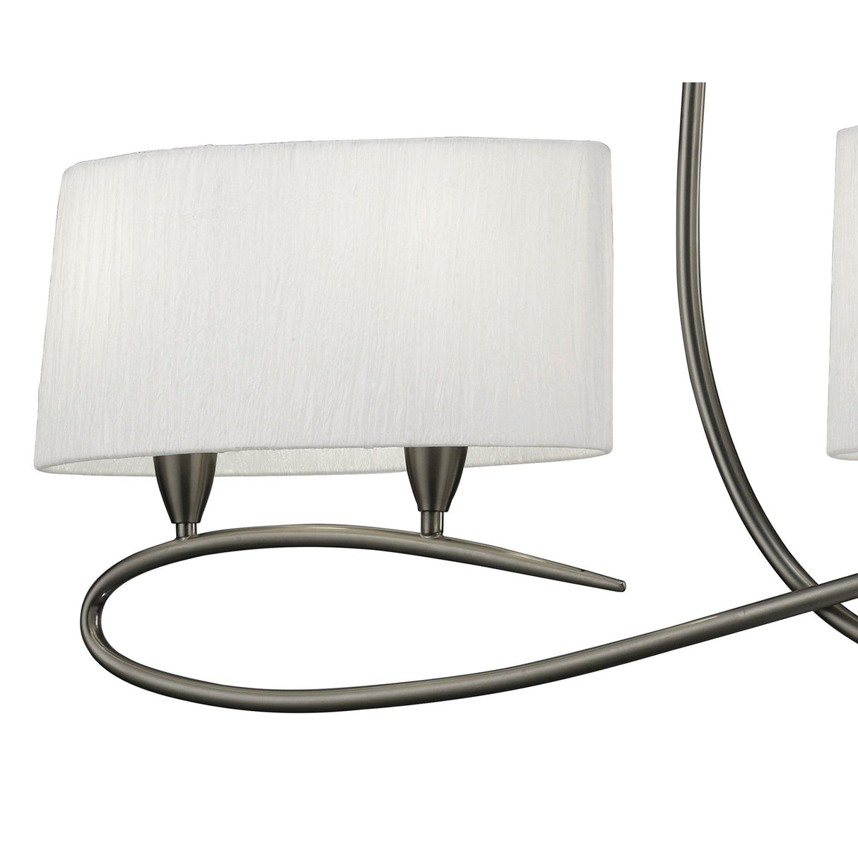 Lua Linear 2 Arm 4 Light Chandelier - Satin Nickel With White Shades