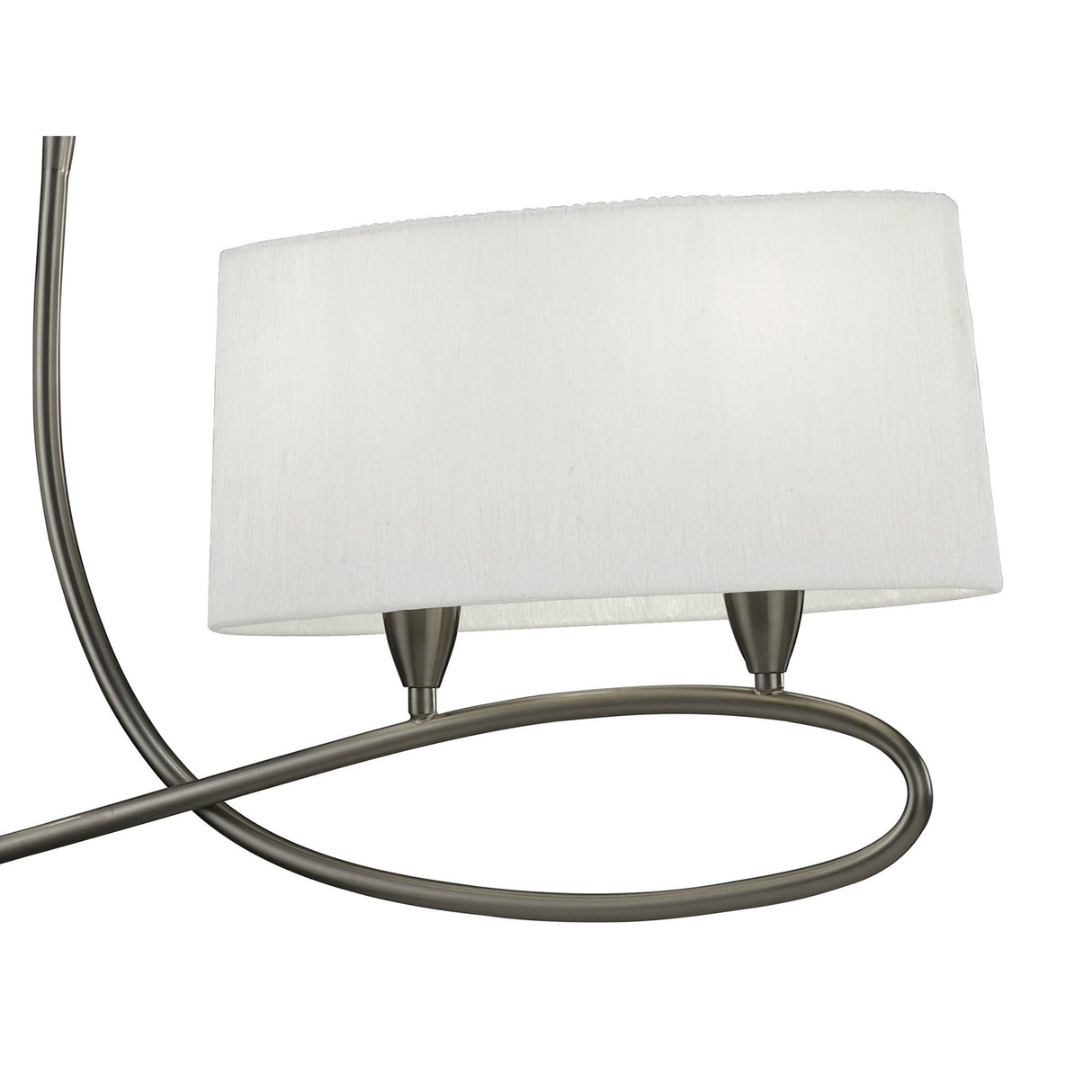 Lua Linear 2 Arm 4 Light Chandelier - Satin Nickel With White Shades
