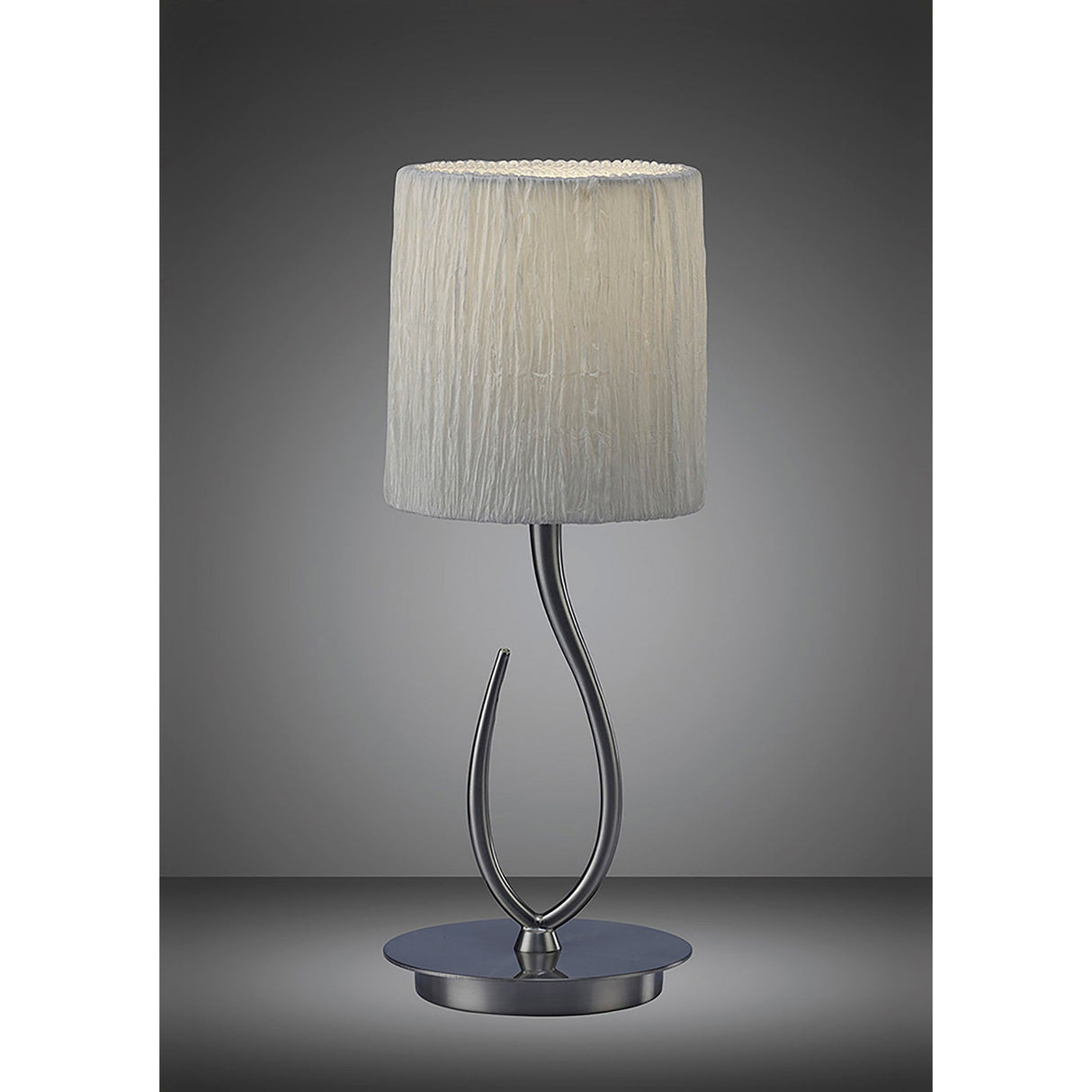 Lua Small 1 Light Table Lamp - Satin Nickel With White Shade