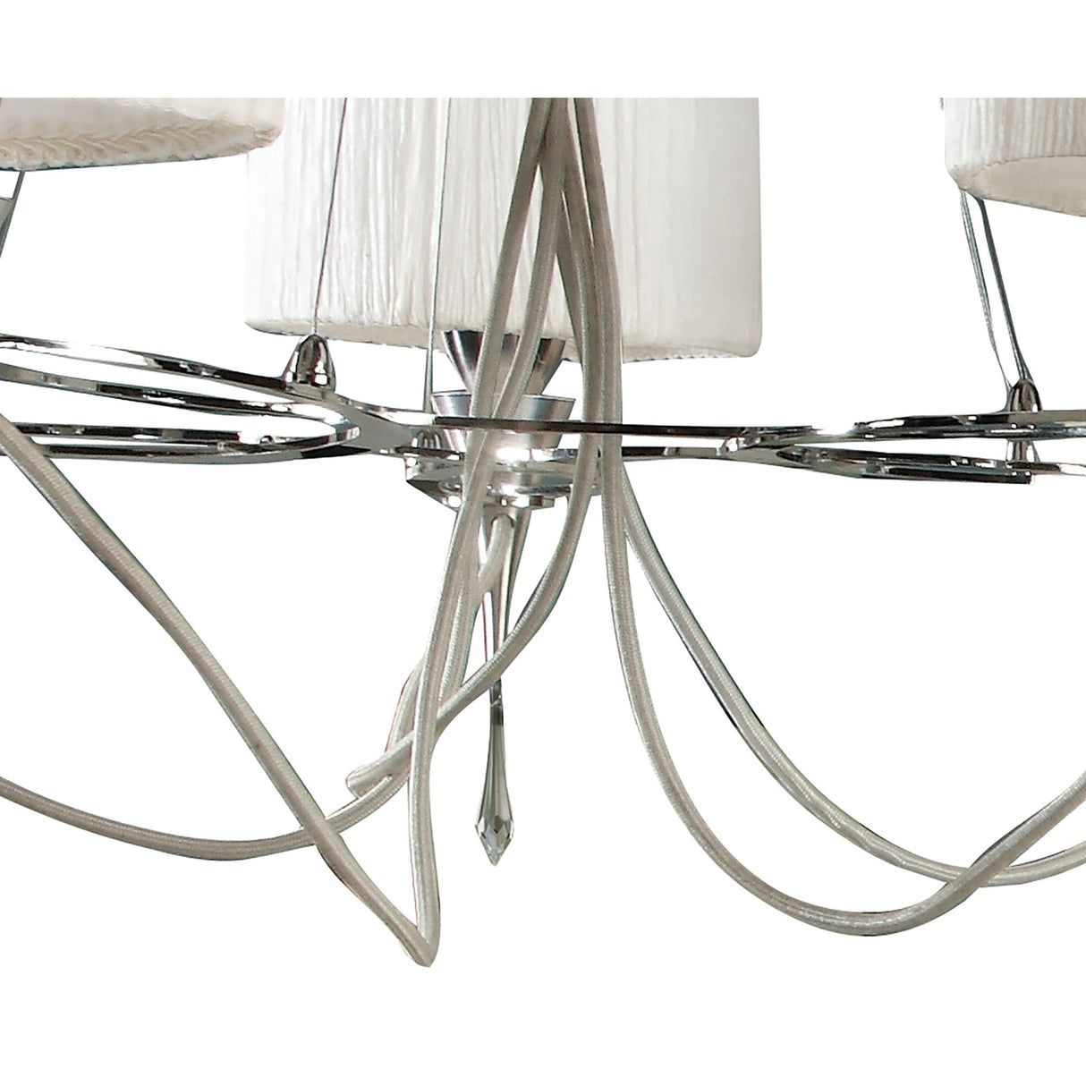 Lucca 70cm 5 Light Crystal Chandelier - Chrome With White Shades