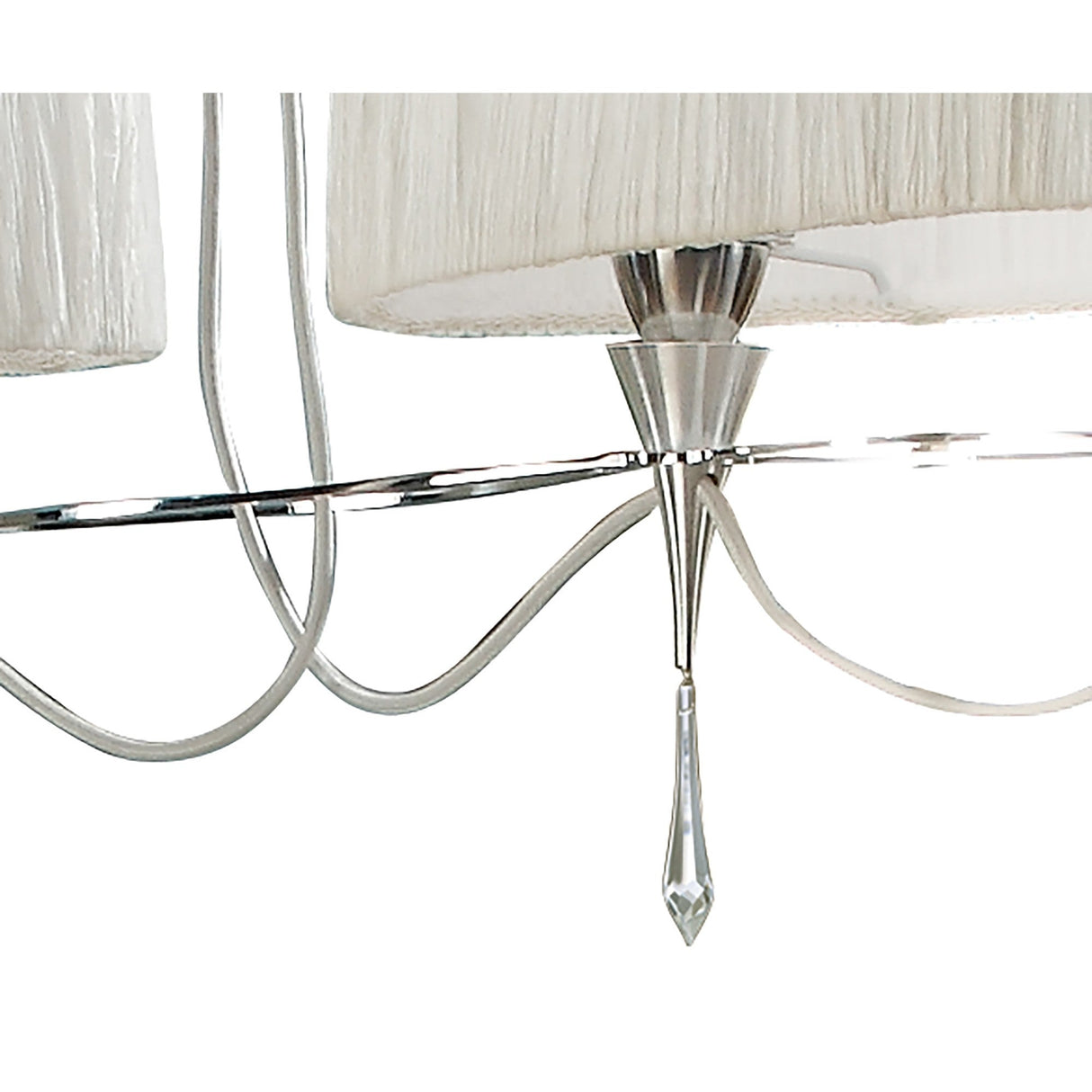 Lucca 2 Arm 4 Light Crystal Chandelier - Chrome With White Shades