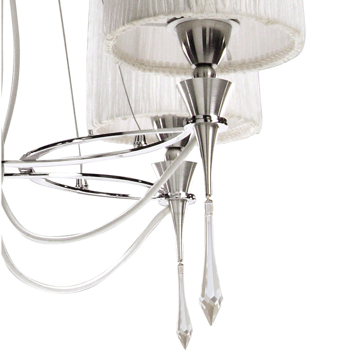 Lucca 71cm 4 Light Crystal Chandelier - Chrome With White Shades