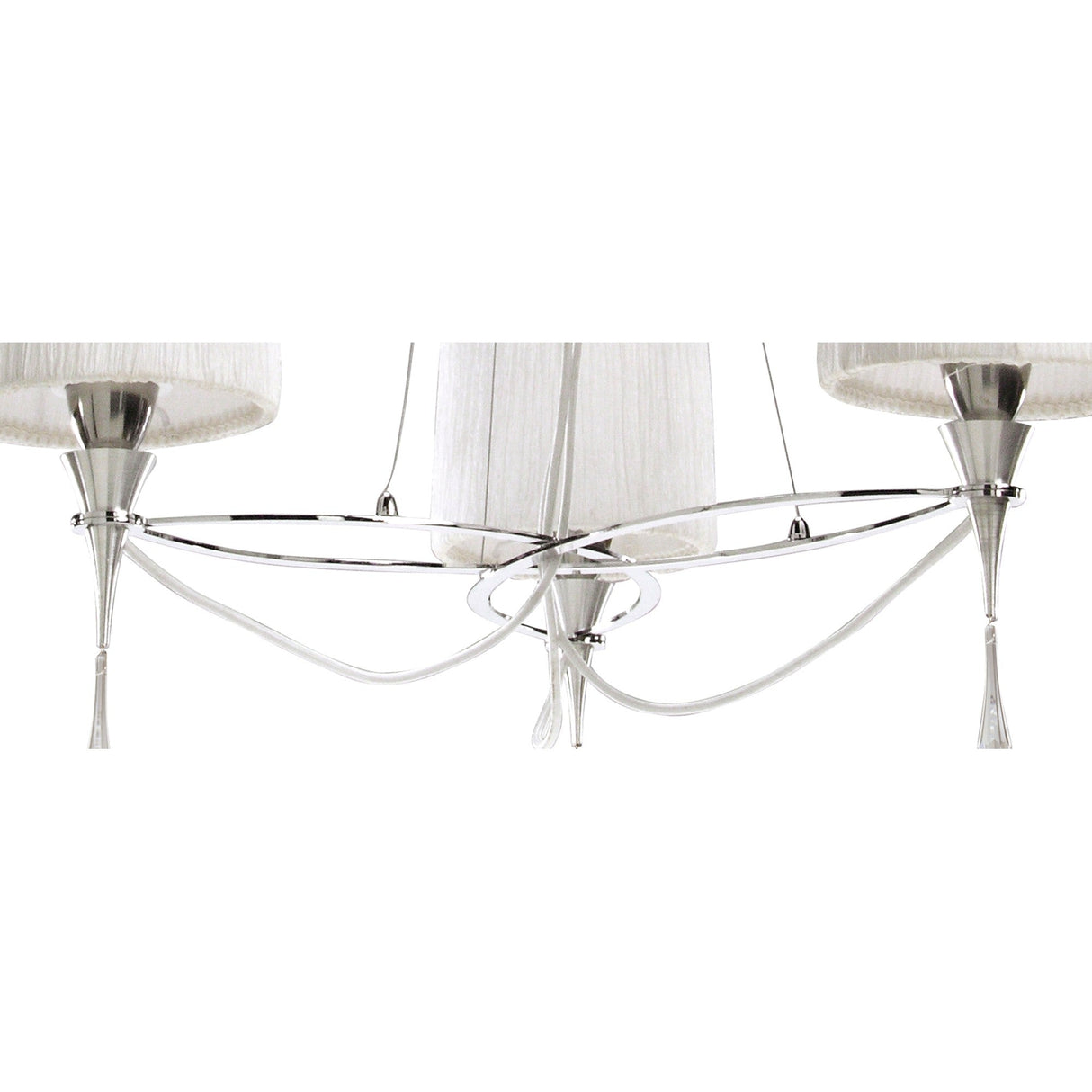 Lucca 65cm 3 Light Crystal Chandelier - Chrome With White Shades